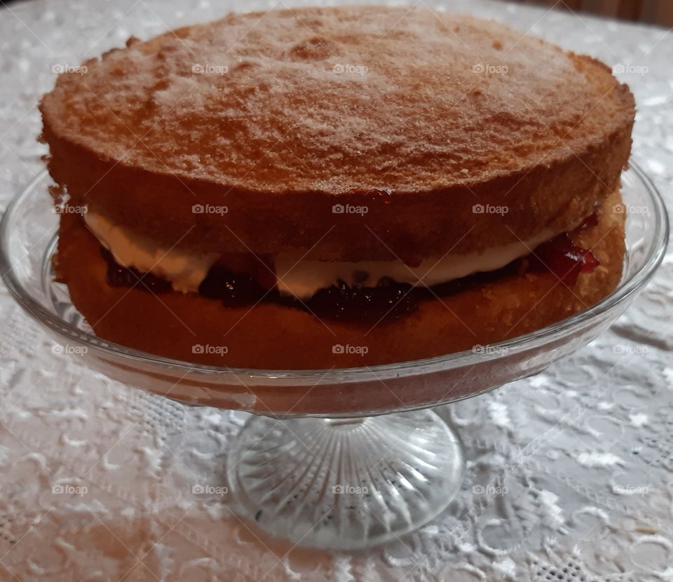 Homemade victoria sandwich cake