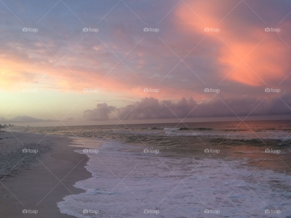 Beautiful awesome clouds sunrise Florida Beach