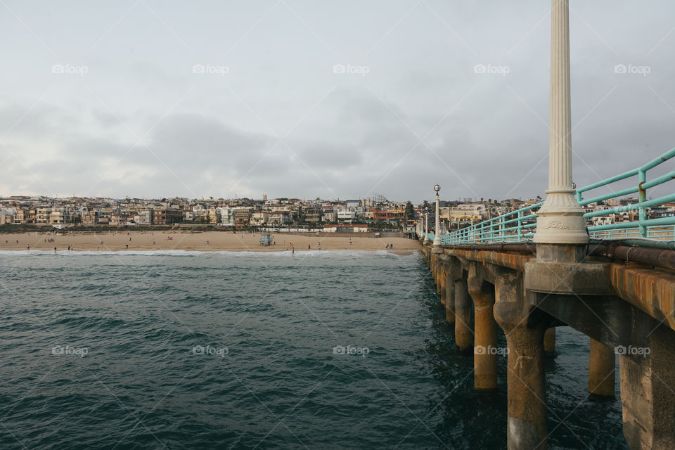 Manhattan beach from pier in Los Angeles 