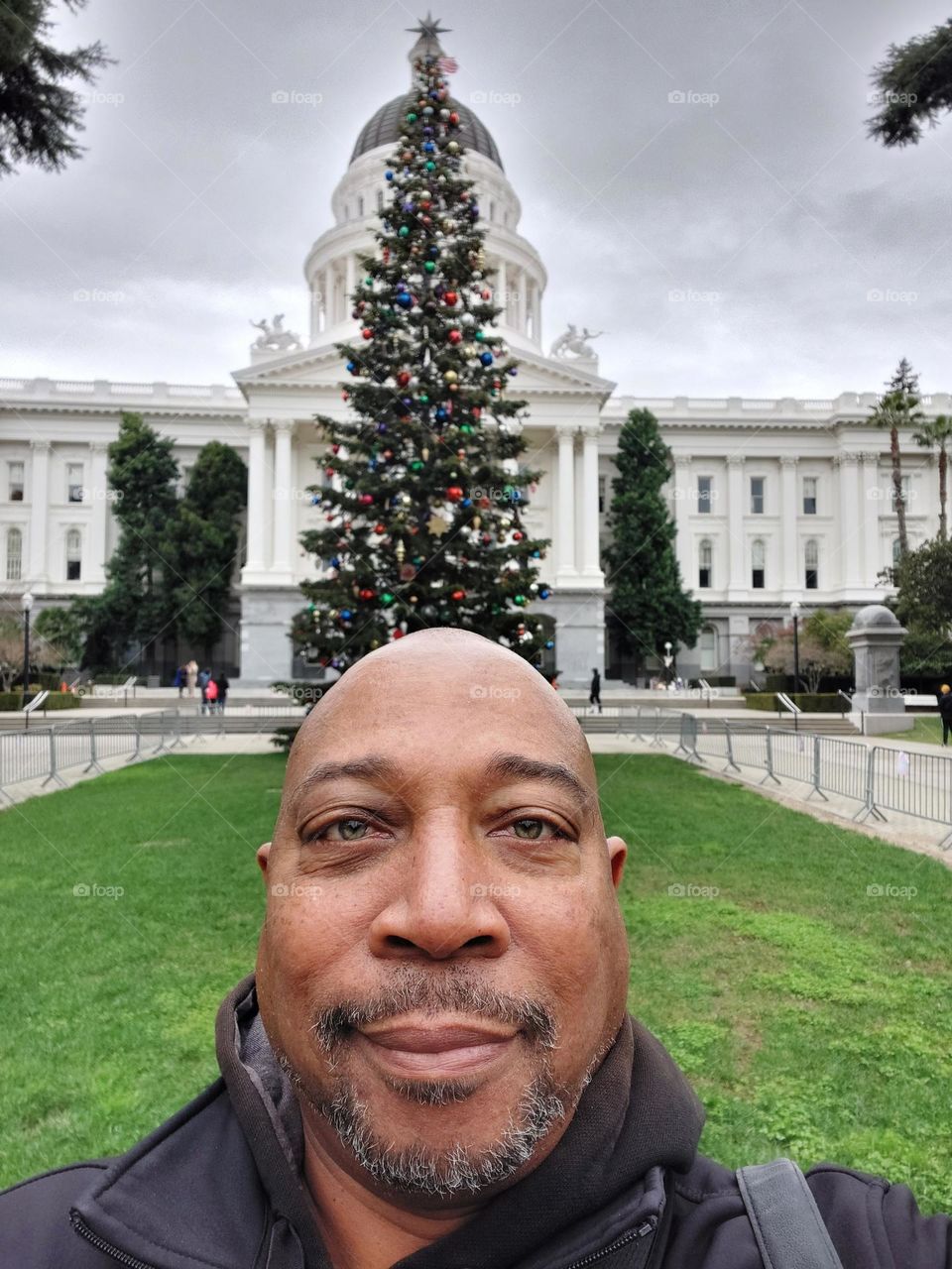 Out on the West Lawn side of the state capital at Christmas time in Sacramento California