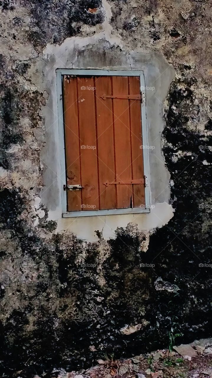 old plantation window. St George Amerindian gardens St Croix