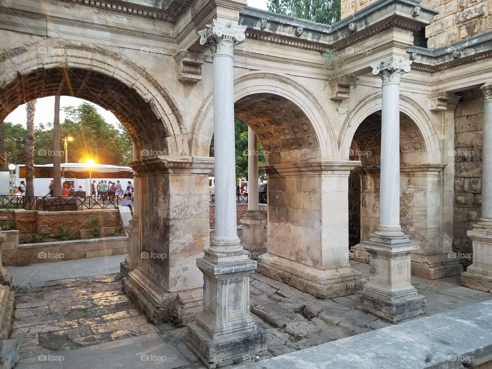 Hadrian gate in old town antalya turkey