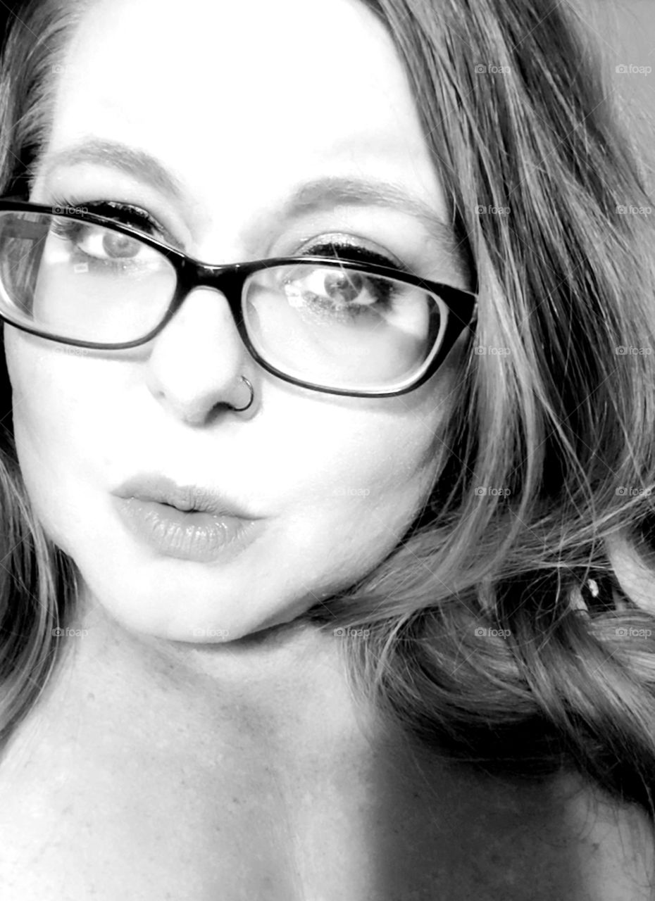 monochrome with glasses