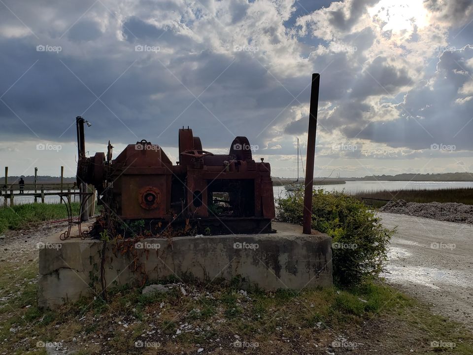 Rusty thing by the water