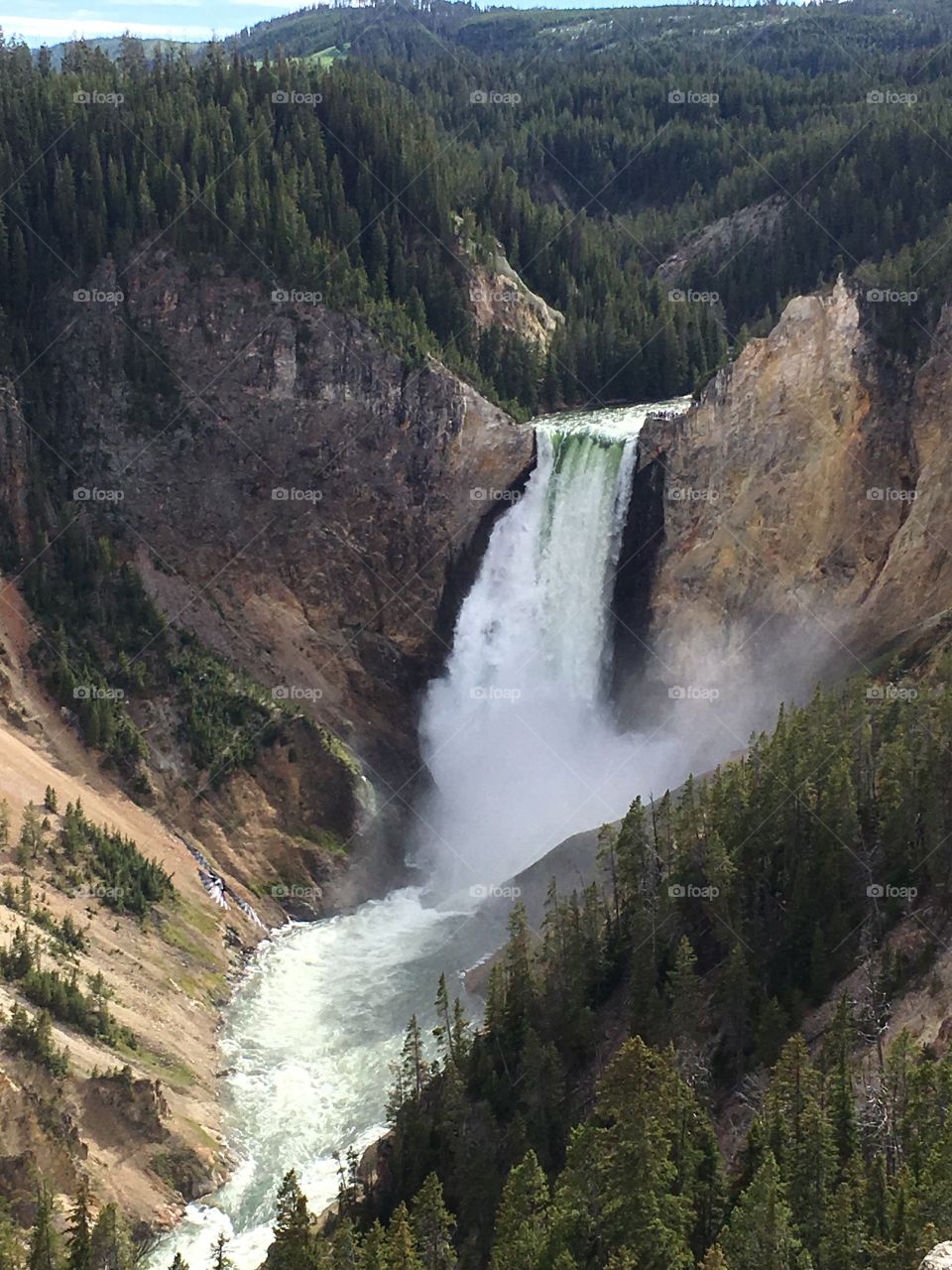 Beautiful Yellowstone waterfall in Yellowstone National Park 