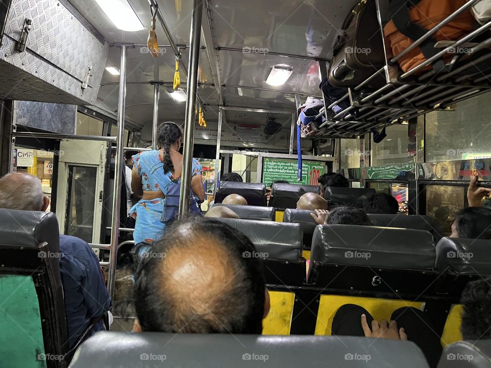 Packed bus during holiday season in India