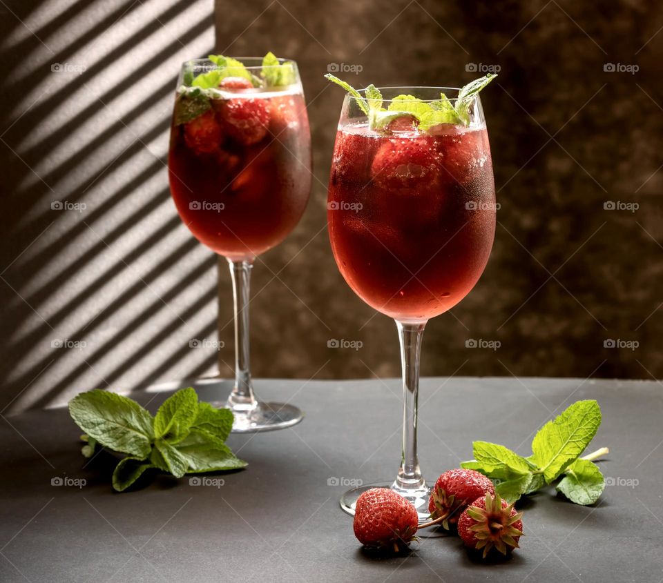 Fresh strawberries drink.