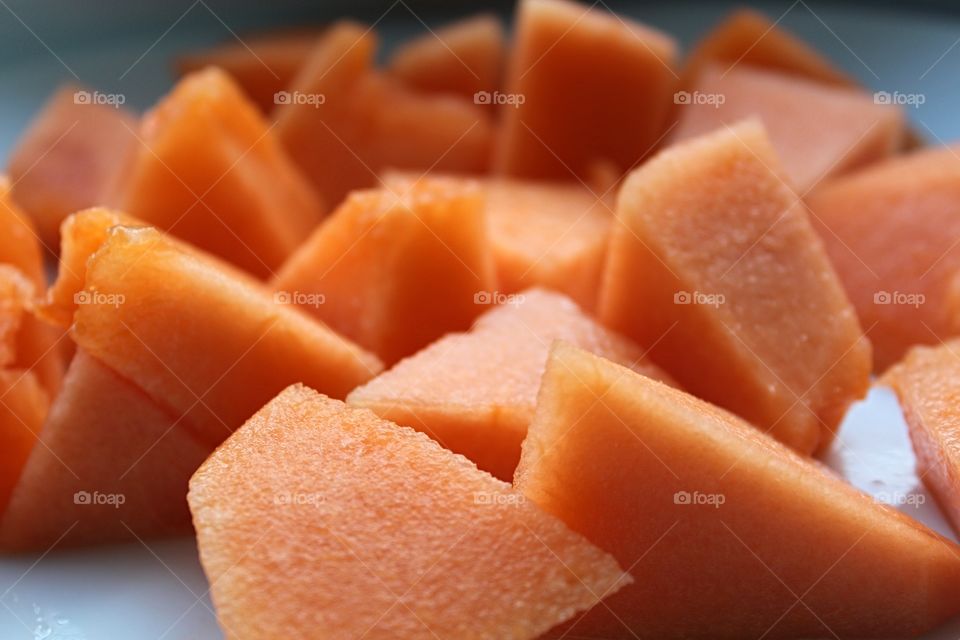 Sliced cantaloupe