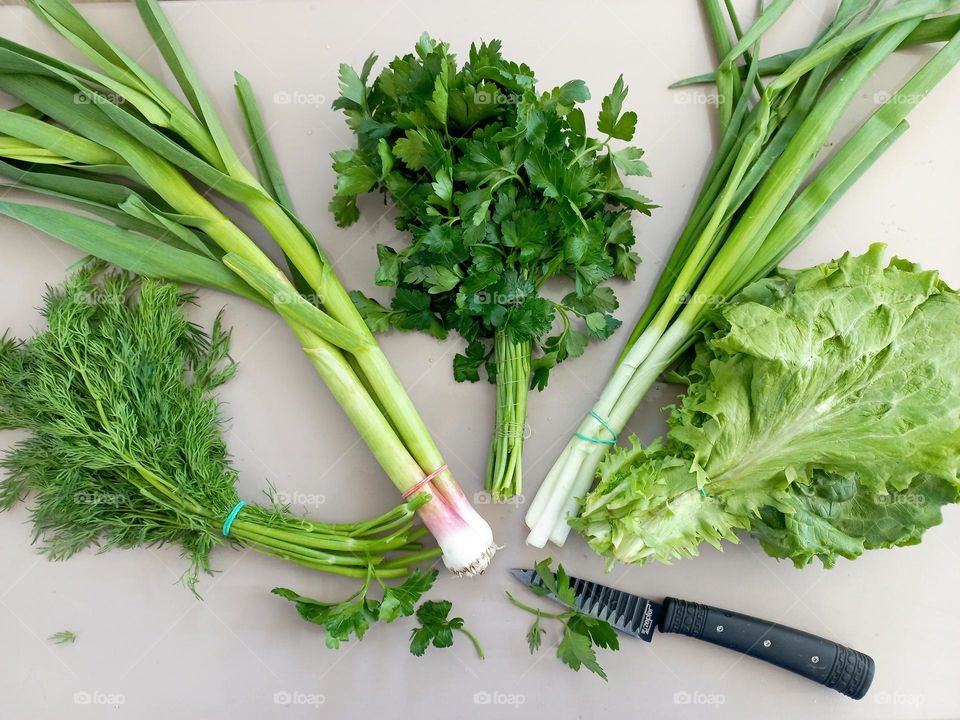 juicy greens laid out on the table