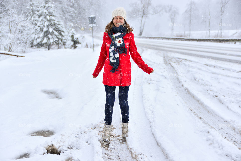 Beautiful woman enjoying in winter