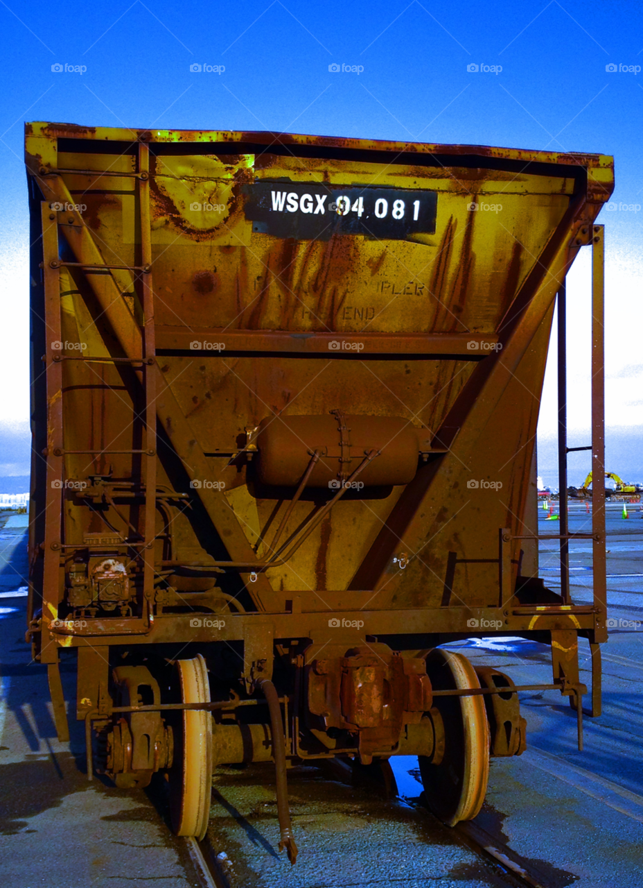 train rust blue sky san francisco by darkmatter