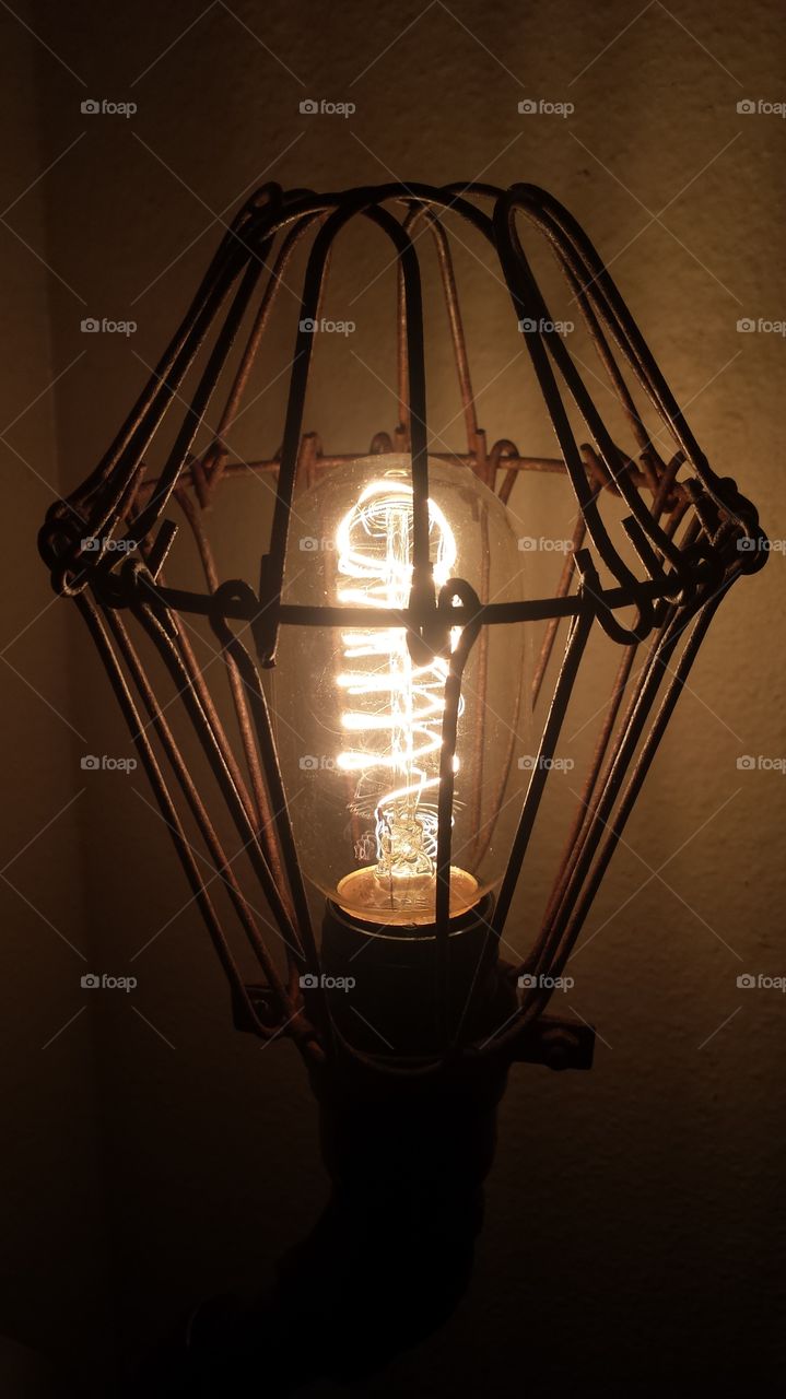 Vintage light bulb. my new handcrafted industrial type desk lamp