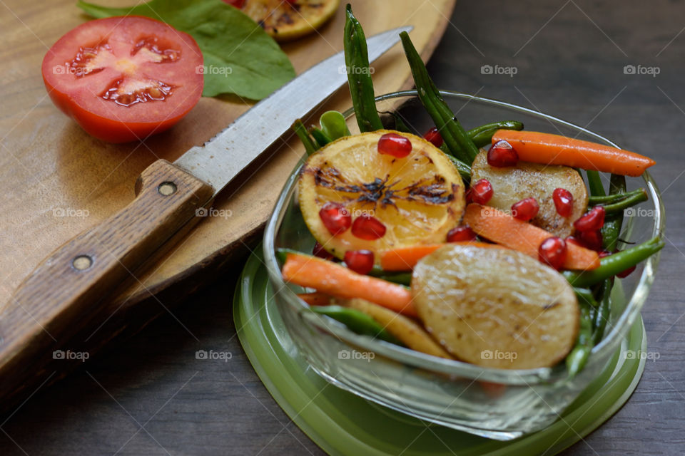 preparing Veggie salad at home