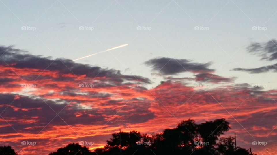 Fire In The Sky with Jet Flying Over