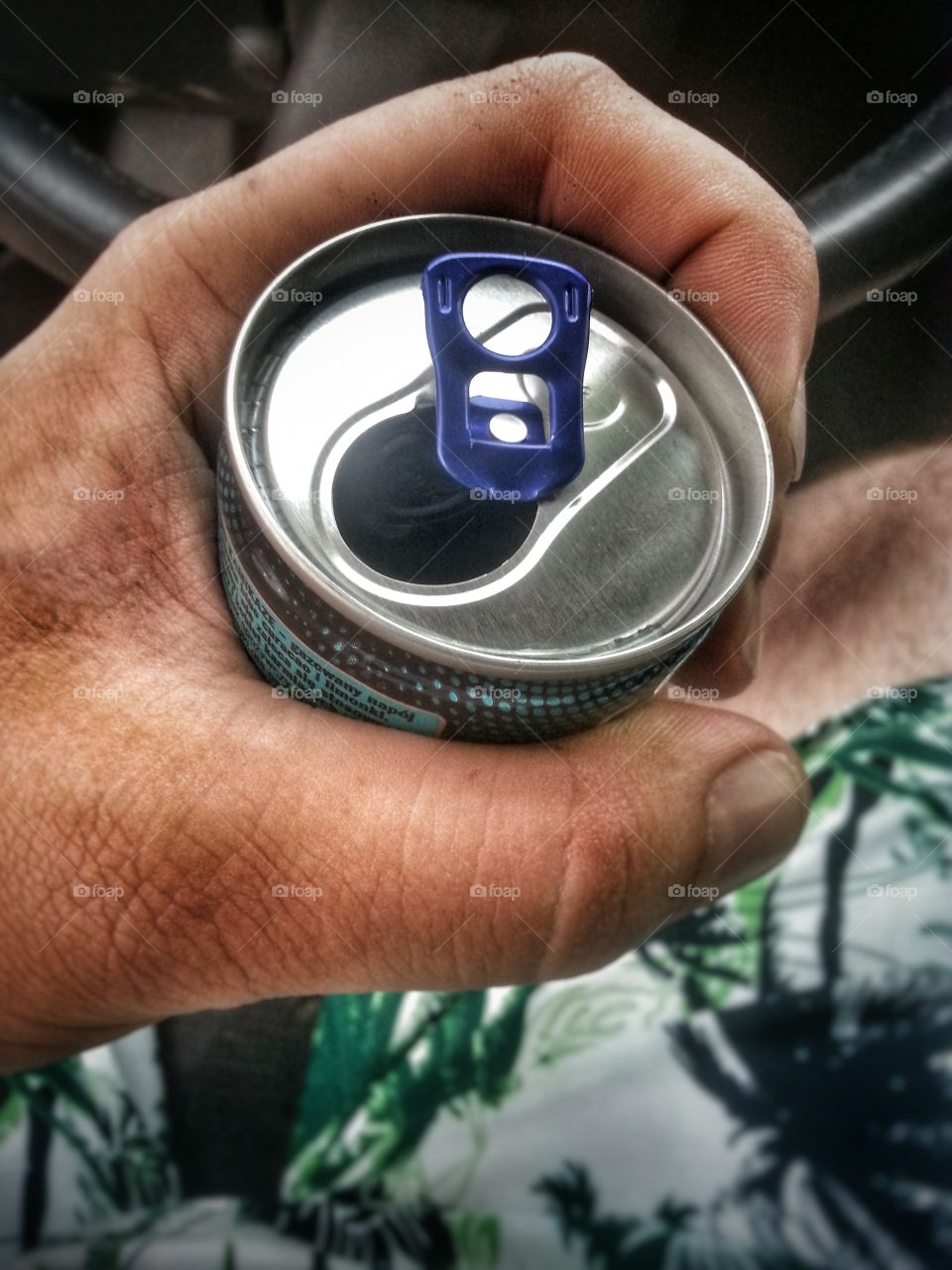 a little bit of energy drink in a road traffic