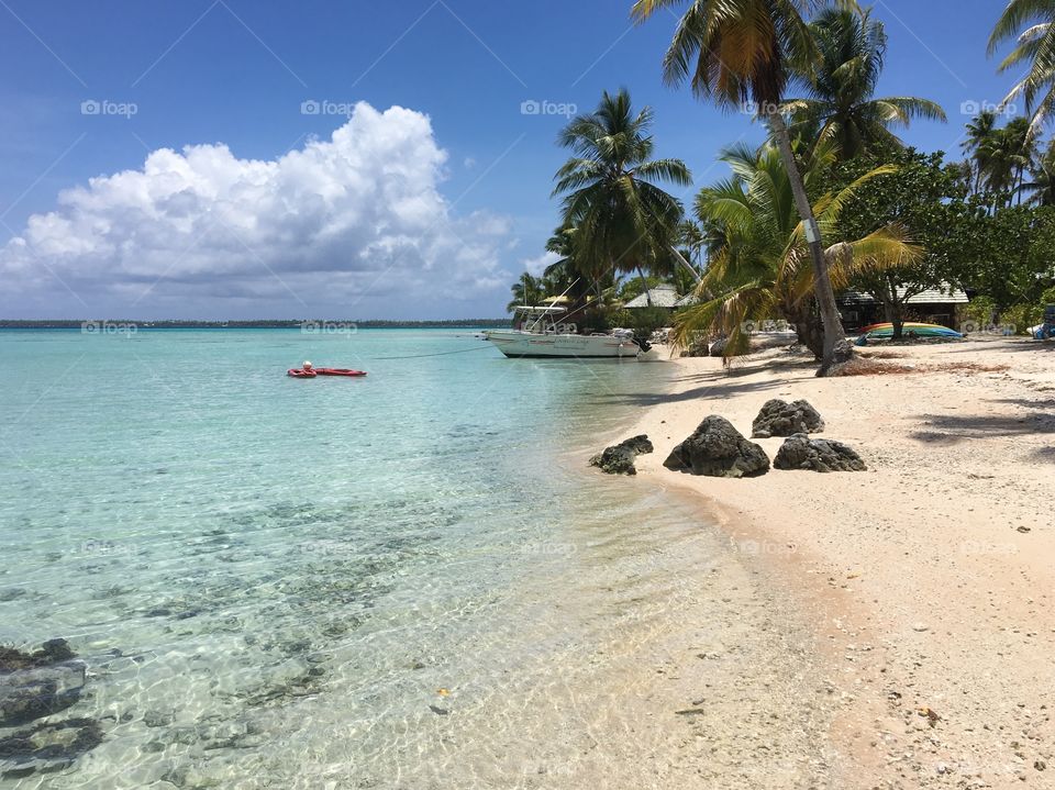 Dreamy beach at Tuamotu atoll