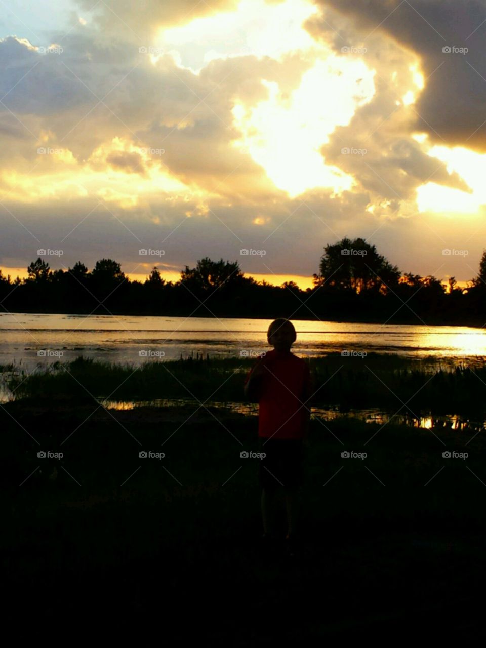 family time. sunset with Bub on lake geneva