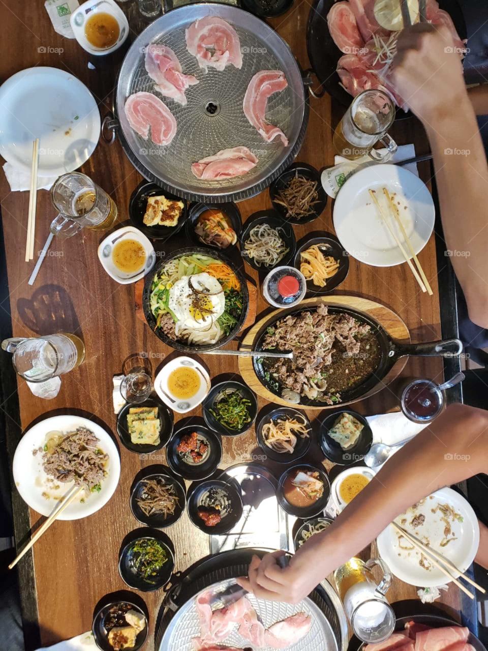 Here is a good way to celebrate life and get together with best friends. Korean feast is socially delicious! Have lots of fun mixing ingredients, chatting out loud    and making lots of smoke!