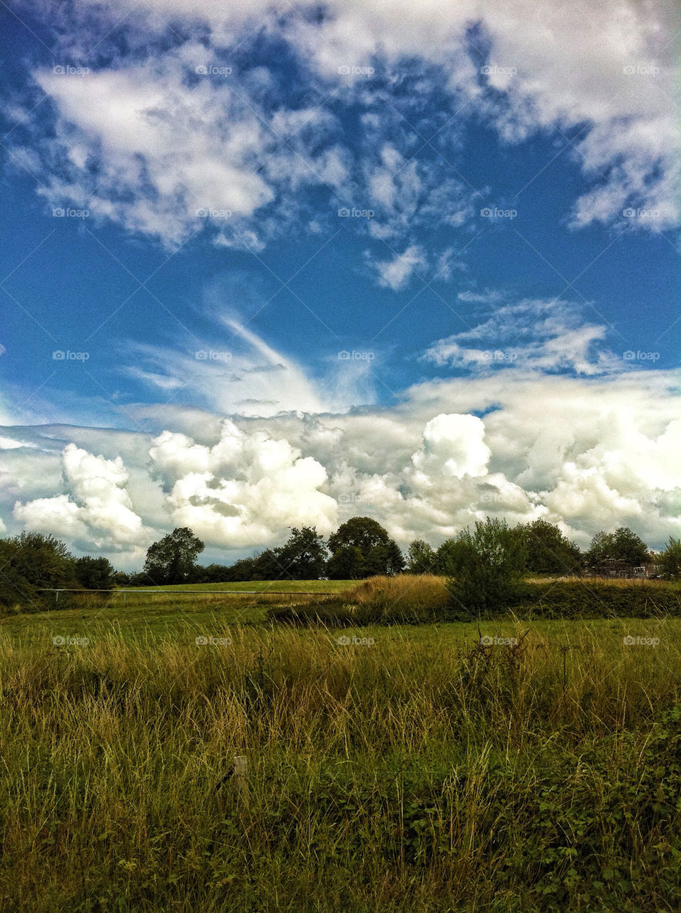 sky field summer clouds by chris7ben