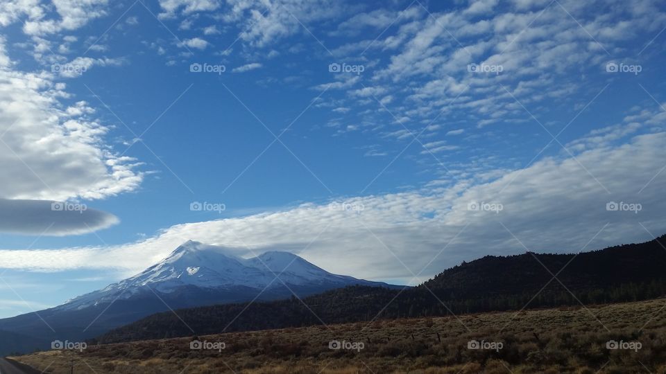 Mount Shasta with clouds