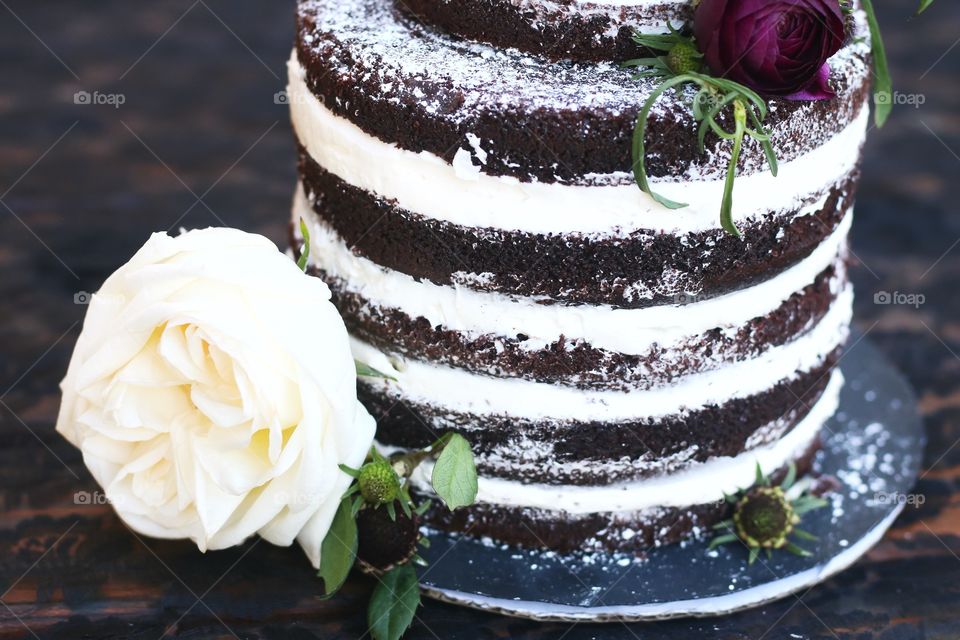 Cake with rose flower