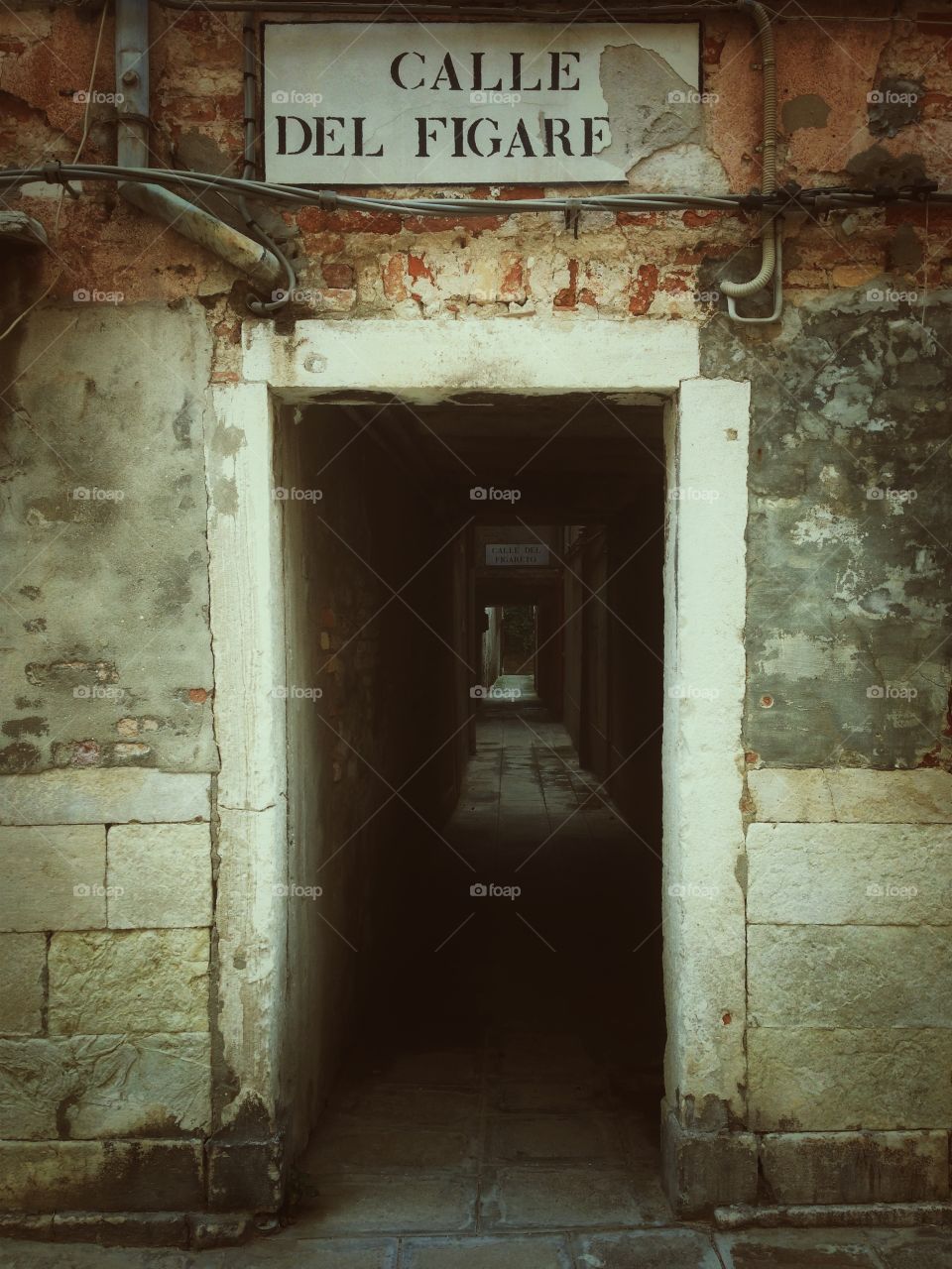 Tunnel street in Venice city in Italy