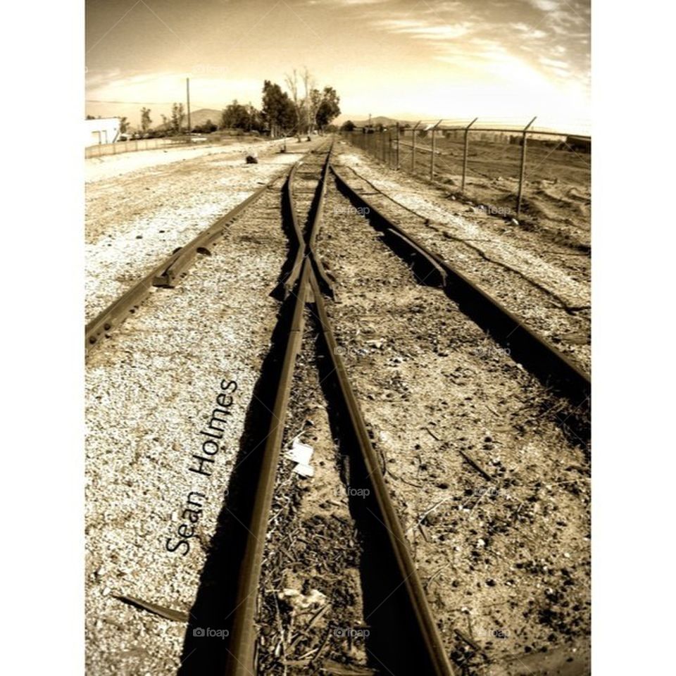 sepia train tracks by blaqrayne
