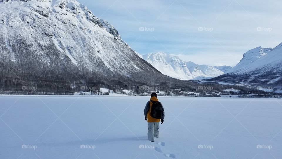 Walking on the deep snow