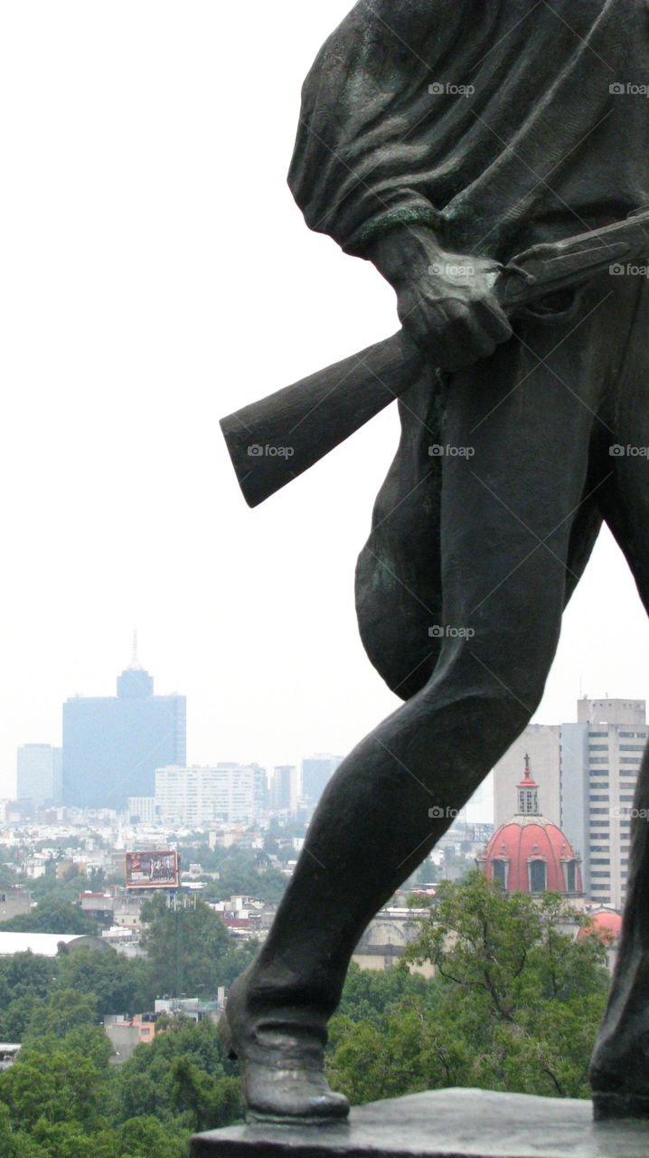 Weapon, sculpture.. Panoramic since CHapultepec Castle.