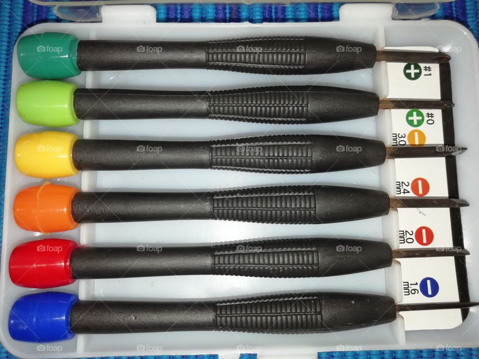Colourful screwdrivers