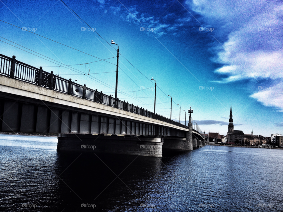 sky water river bridge by penguincody