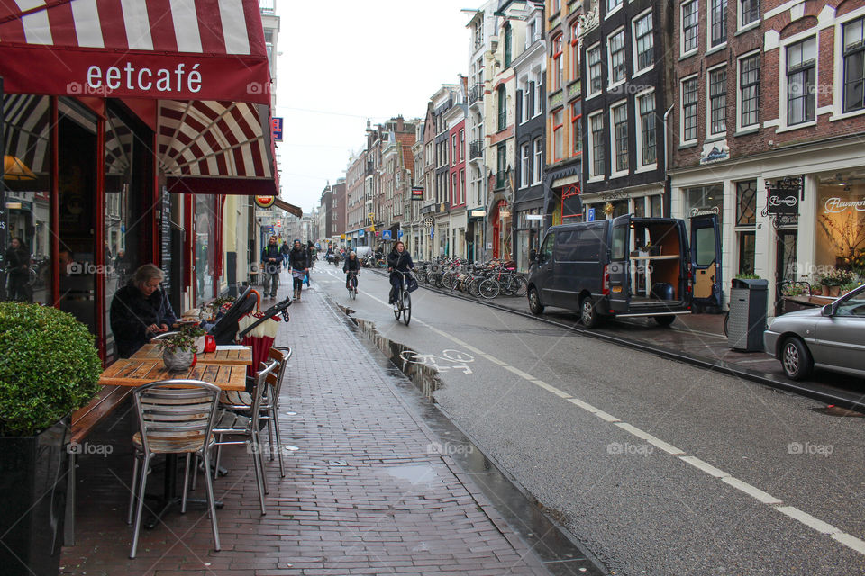 Rainy street Haarlem Holland (Netherlands)