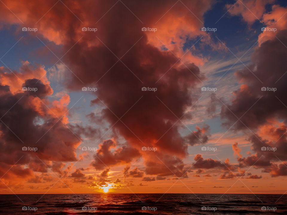 Dramatic sunset at the Baltic sea, Latvia