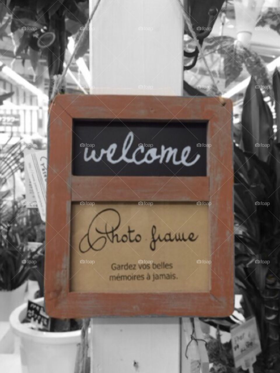 Welcome board and photo frame.  