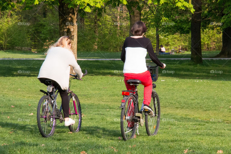 Girls bike riding