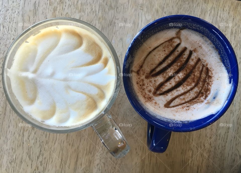 Cappuccino and hot chocolate