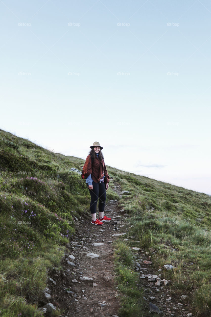 girl hiking in the mountains