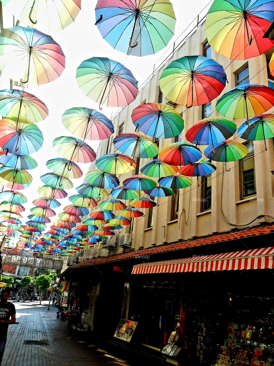 Colored umbrellas.  Mobile photo.