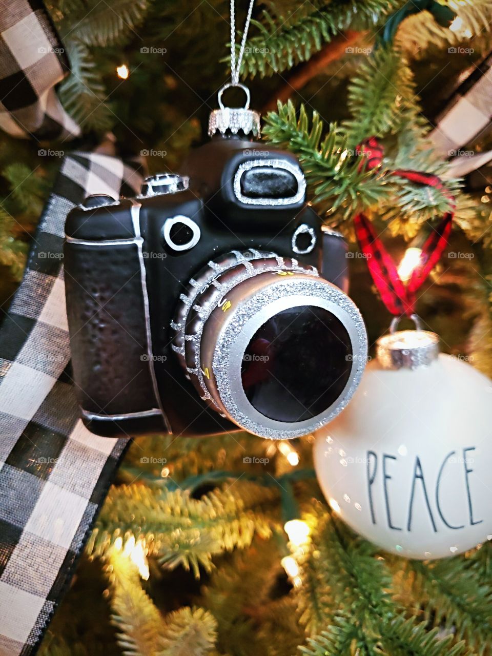 camera ornament Rae Dunn peace