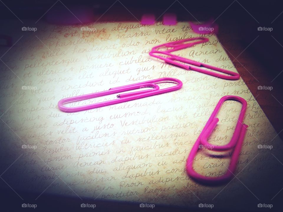 pink paper clips