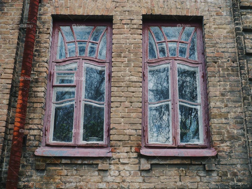 two old house window