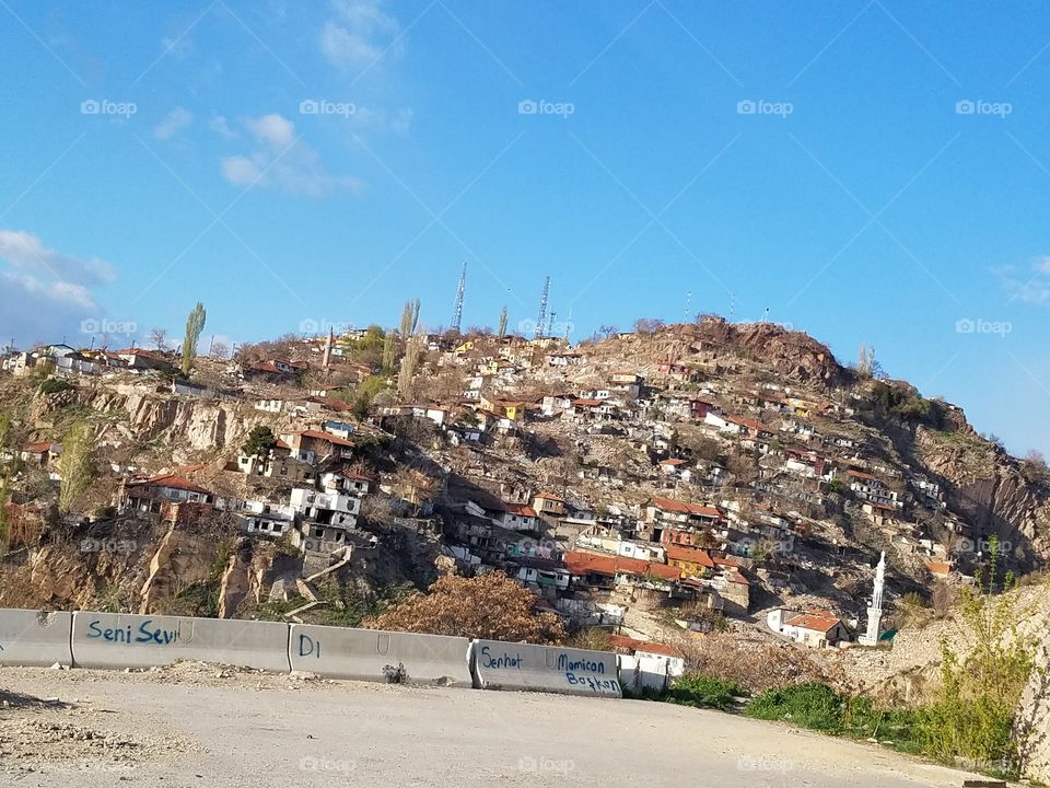 Old poor village outside of Ankara castle in Turkey