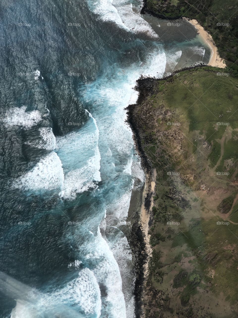 Isolated beach on Maui shot from above.