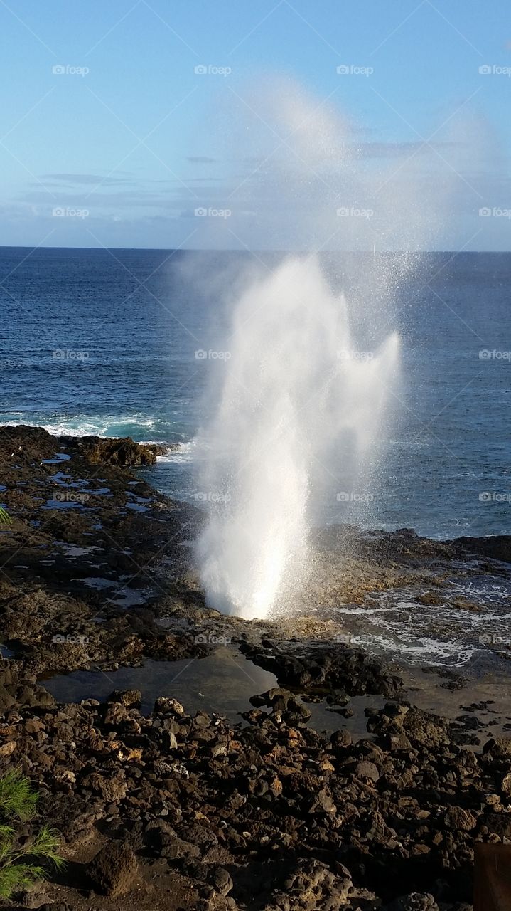Spouting Horn blow hole at Poipu on Kauai.