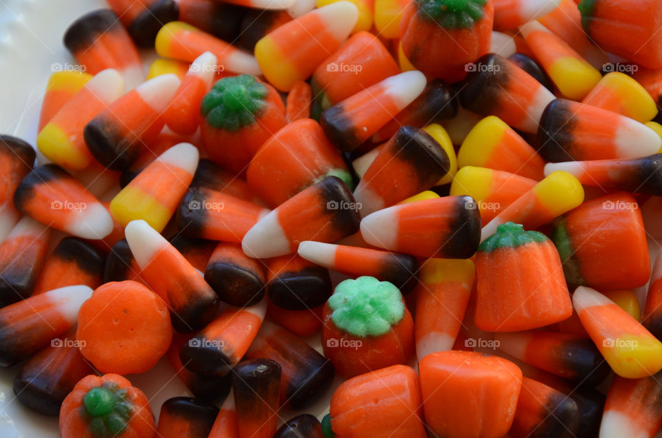 An assortment of orange and sweet candy corn!