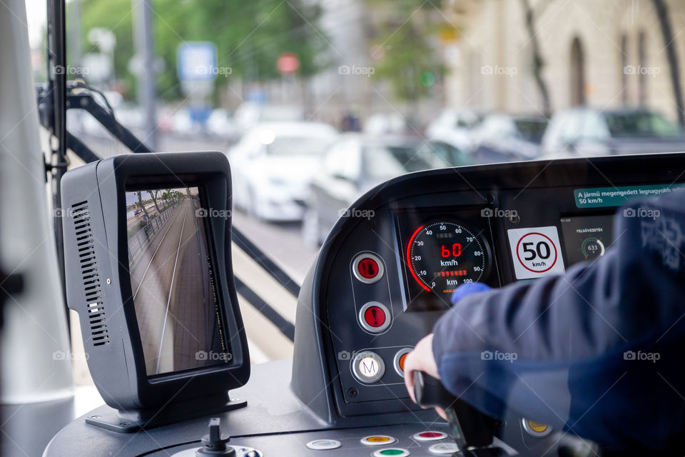 Dashboard of the tram in Budapest