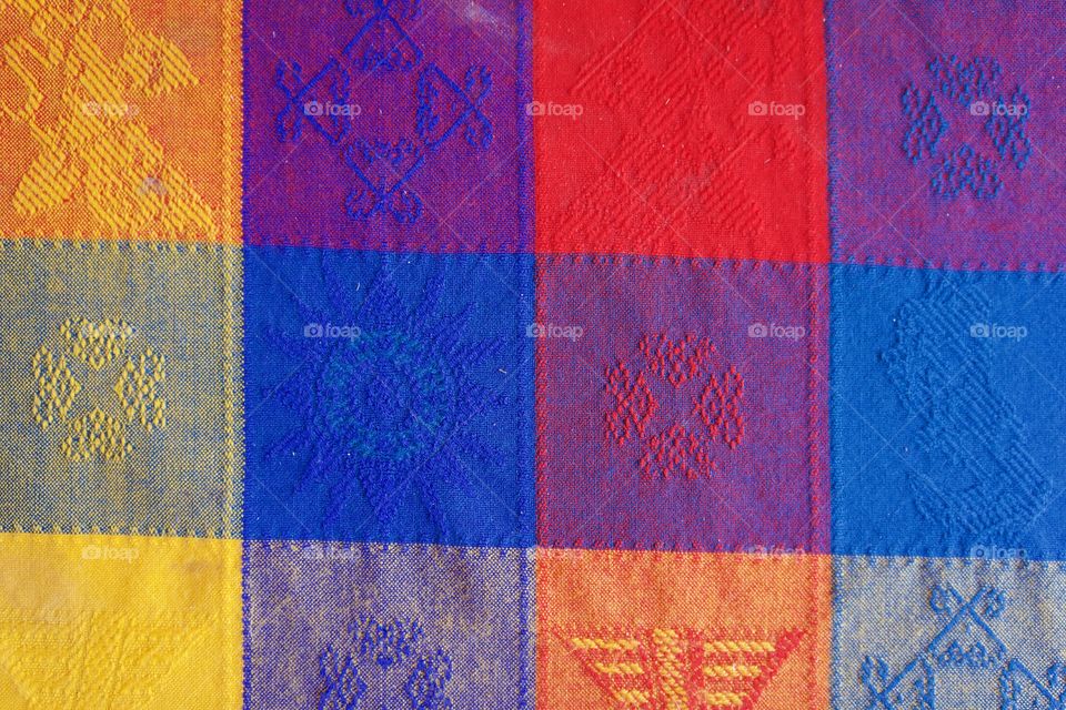 A closeup of a restaurant tablecloth in San Miguel de Allende,  Mexico.