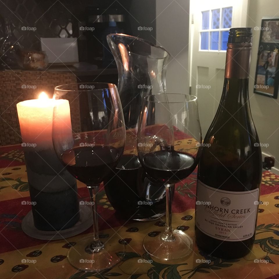 Enjoying wine