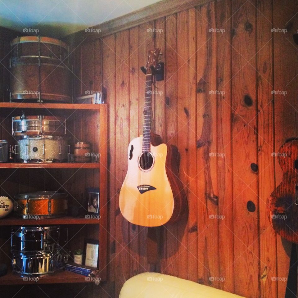 Guitar on wall