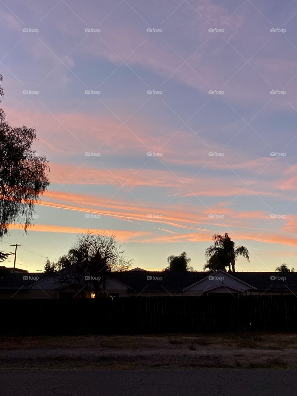 Sunset on White Oak Avenue in Los Angeles California 